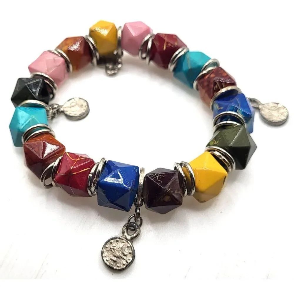 Chunky Bohemian Multicolored Bracelet Charm 7in